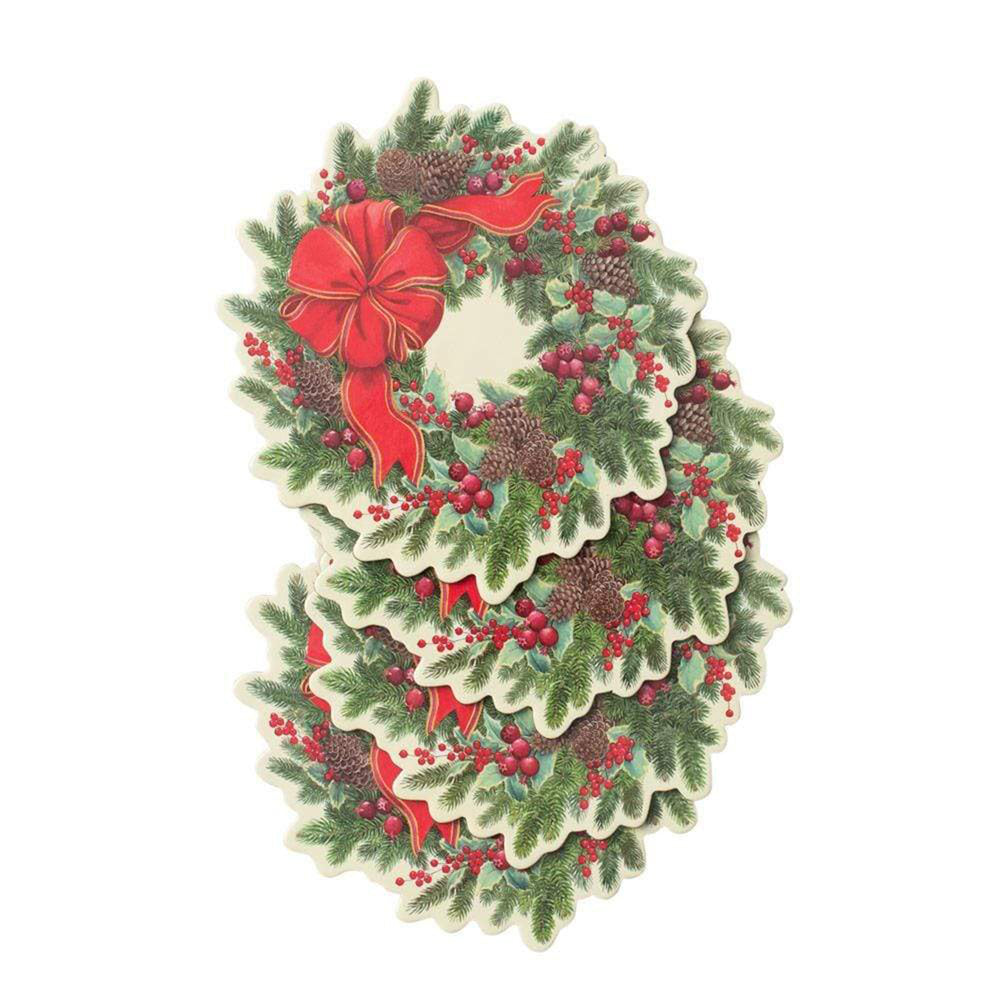 Evergreen Wreath Die-Cut Coasters - 4 Per Package