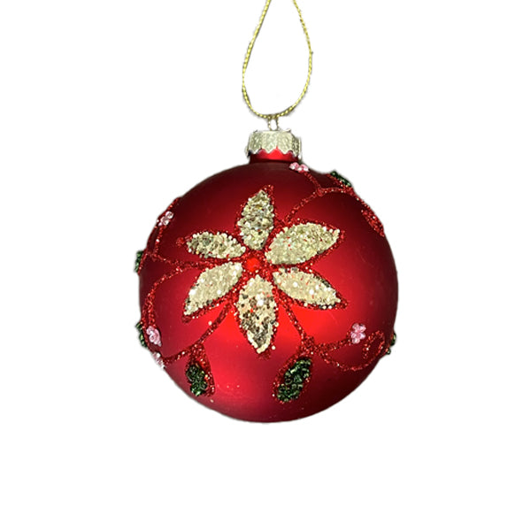 Red & Gold Flower Bauble