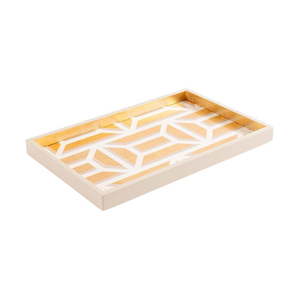 Garden Gate Lacquer Vanity Tray in White & Gold