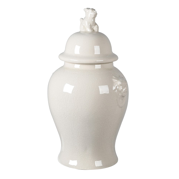 White Lion Head Ginger Jar