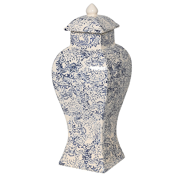 Hans Painted Blue and White Floral Ginger Jar