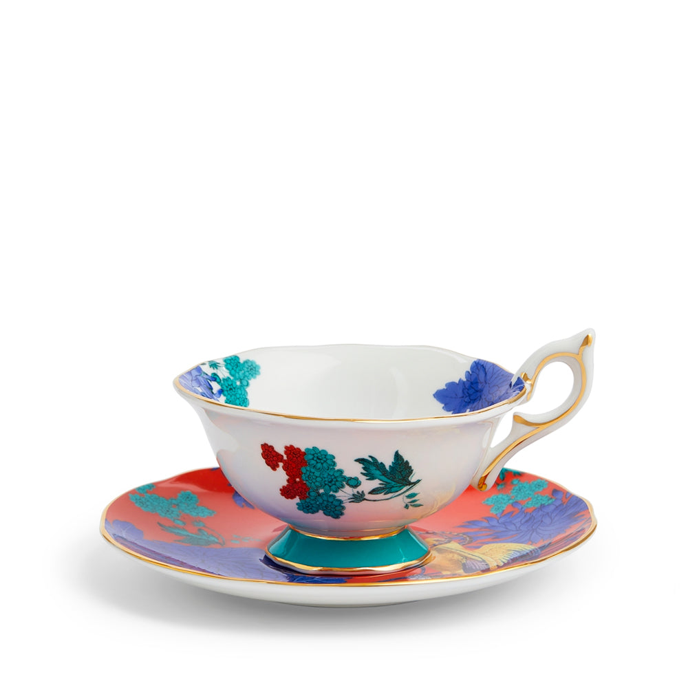 Golden Parrot Teacup & Saucer