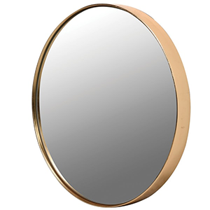 Small Gold Rim Round Mirror