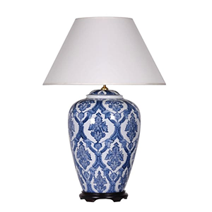 Blue & White Patterned Vase Lamp