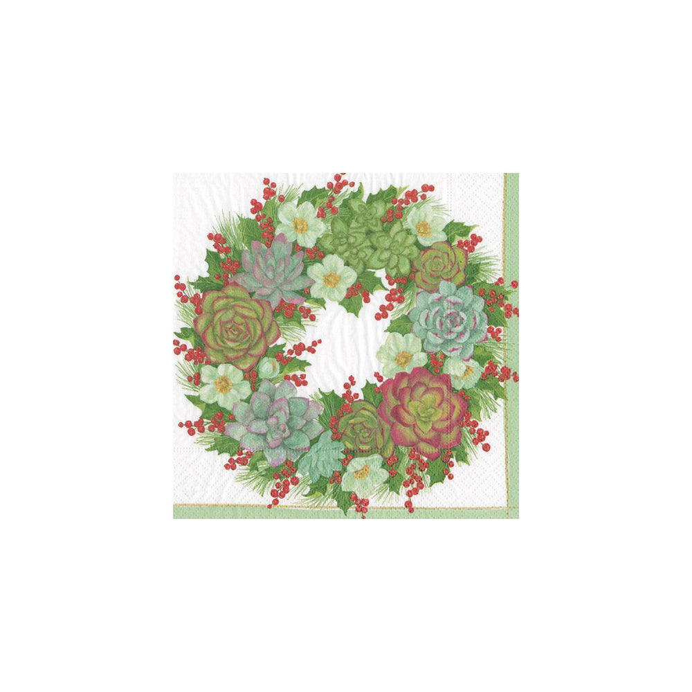 Succulent Wreath Cocktail Paper Napkins