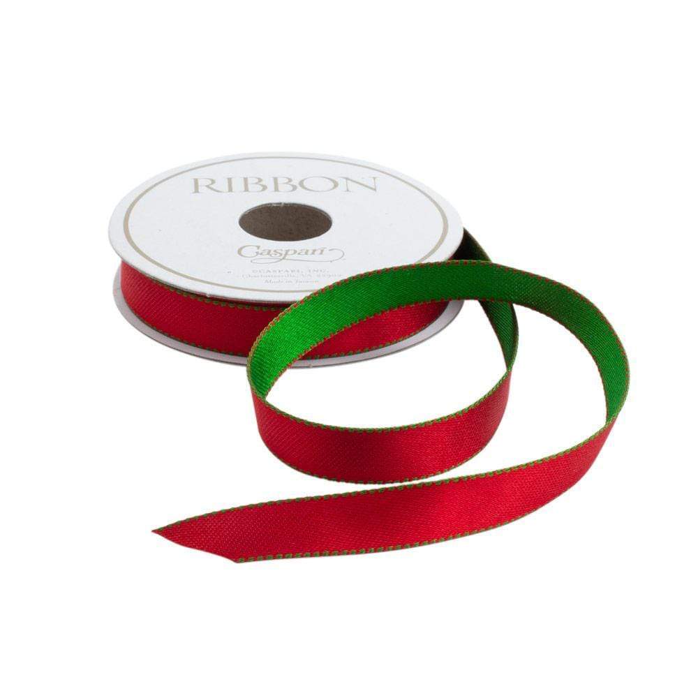 Satin Green and Red Reversible Wired Ribbon